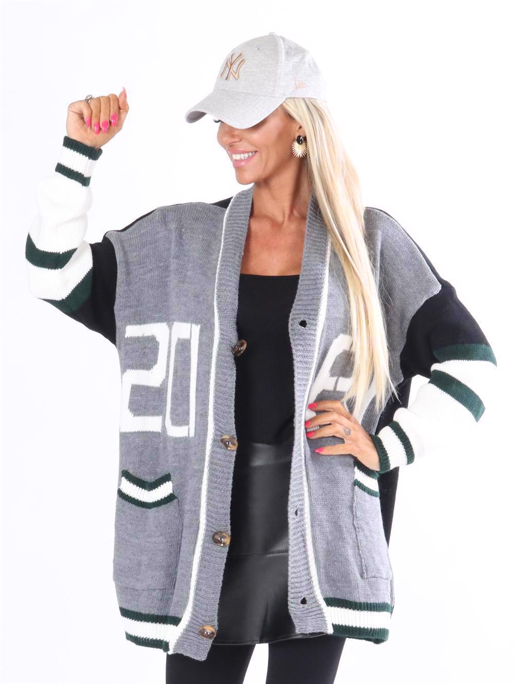 Naomi - Flerfarvet cardigan i high school look